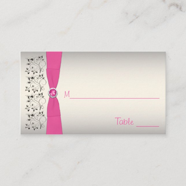 Tarjeta De Mesa Placecards rosa, negro y plateado (Anverso)