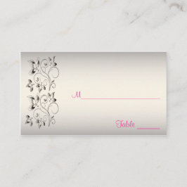 Tarjeta De Mesa Placecards rosa, negro y plateado