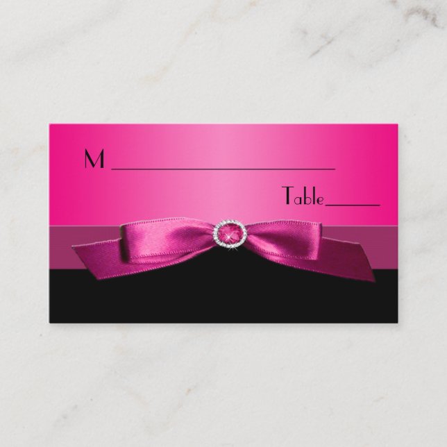 Tarjeta De Mesa Placecards rosados y negros calientes (Anverso)