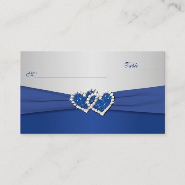 Tarjeta De Mesa Placecards Royal Blue and Silver (Anverso)