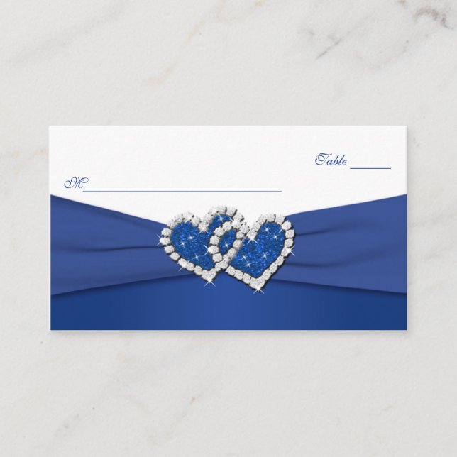 Tarjeta De Mesa Placecards Royal Blue and White (Anverso)