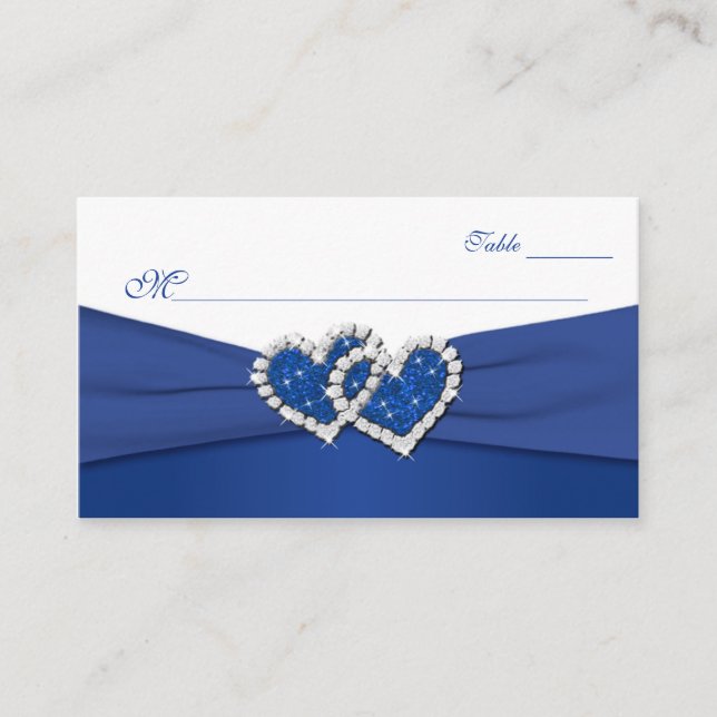 Tarjeta De Mesa Placecards Royal Blue and White (Anverso)