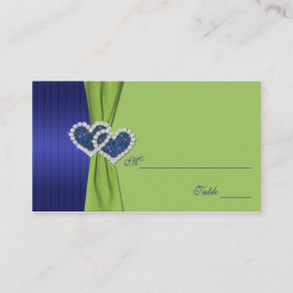 Tarjeta De Mesa Placecares Royal Blue Pleats y Chartreuse Damask
