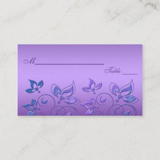 Tarjeta De Mesa Placecas florales moradas y turquesas