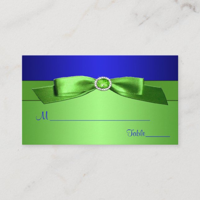 Tarjeta De Mesa Placecas Lime Green y Royal Blue (Anverso)