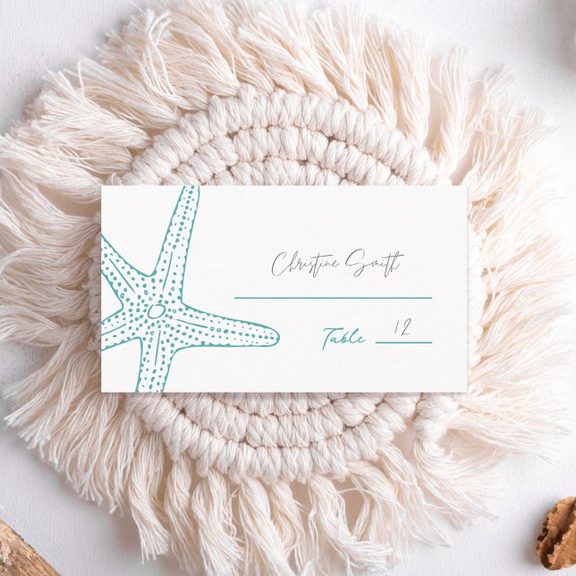 Tarjeta De Mesa Placecs turquesa Starfish Boda (Subido por el creador)