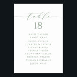 Tarjeta De Mesa Plan de asiento de Boda de guión Minimalista verde<br><div class="desc">plan de asientos con número de tabla de personalizable. Presenta un guión caprichoso verde y una tipografía clásica. Personalice agregando sus propios detalles. Este minimalista salón es perfecto para bodas,  duchas para bebés,  duchas de novias,  cumpleaños y mucho más.</div>