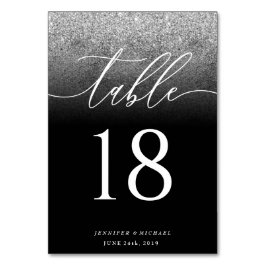 Tarjeta De Mesa Plan de Asiento Simple Plateado con Brillo Firma M