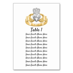 Tarjeta De Mesa Plan de Mesa de Boda de Anillo Claddagh Iniciales