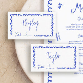 Tarjeta De Mesa Plano de mesa de Boda azul de diversión con dibujo