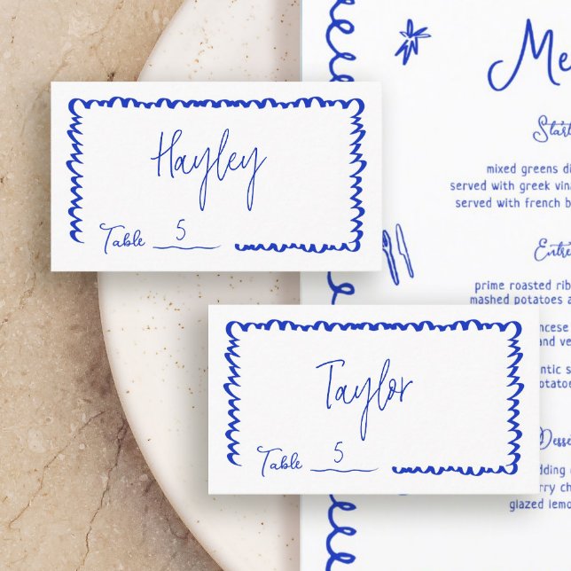 Tarjeta De Mesa Plano de mesa de Boda azul de diversión con dibujo (Subido por el creador)