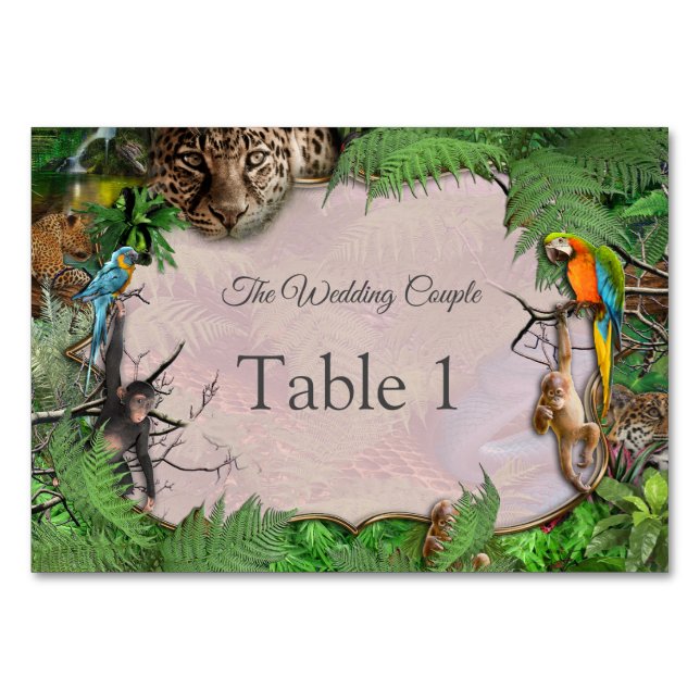 Tarjeta De Mesa Plantas y animales de la selva silvestre (Anverso)