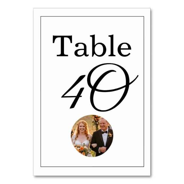 Tarjeta De Mesa Plantilla con foto personalizada editable boda  (Anverso)