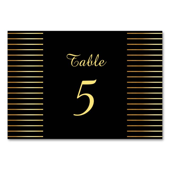 Tarjeta De Mesa Plantilla Creativa En Negro Y Oro Moderna Elegante (Anverso)
