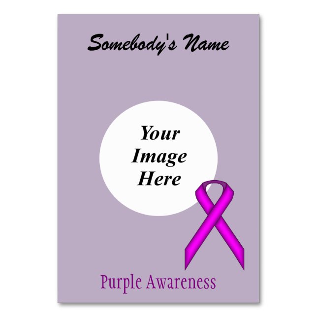 Tarjeta De Mesa Plantilla de cinta morada estándar por Kenneth Yon (Anverso)