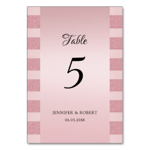 Tarjeta De Mesa Plantilla de guión elegante con brillo de oro rosa