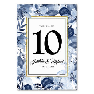 Tarjeta De Mesa Plantilla Dusty Blue Floral Table Number Card