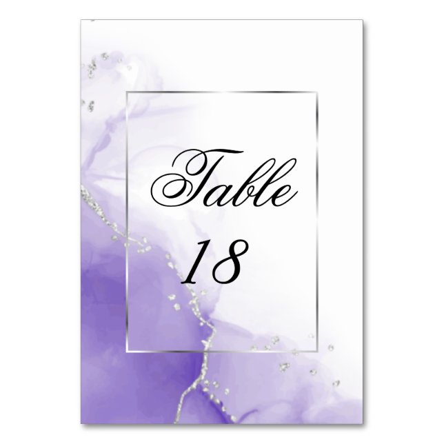 Tarjeta De Mesa Plata Amethyst Purple Script (Anverso)