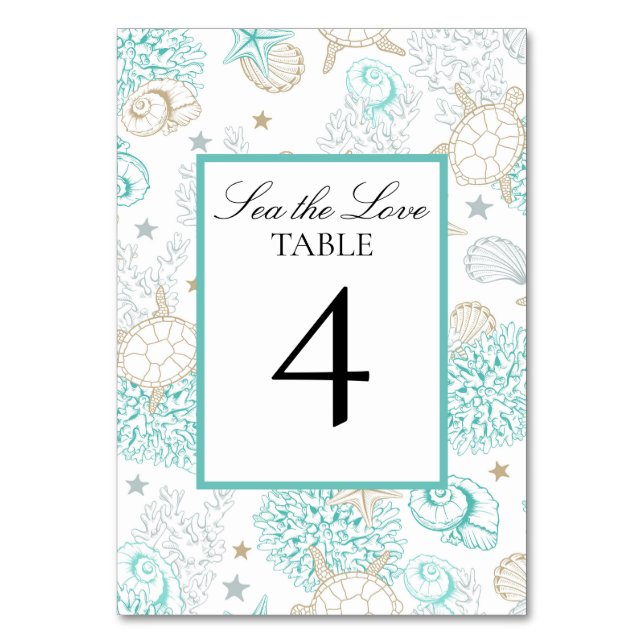 Tarjeta De Mesa Playa de bodas Sea The Love Flat (Anverso)