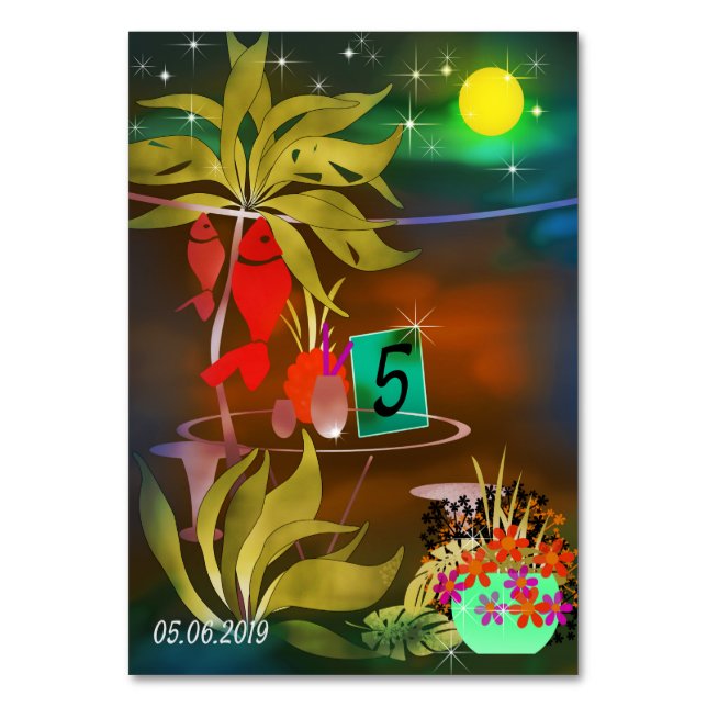 Tarjeta De Mesa Playa de verano bar cafetería de mar cóctel fiesta (Anverso)