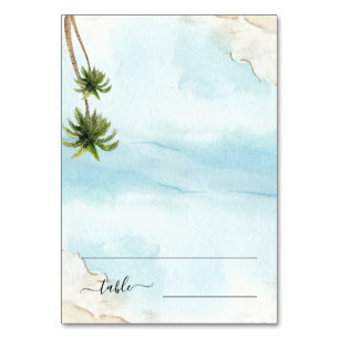 Tarjeta De Mesa Playa tropical de palmeras 3,5 x 5 Bodas