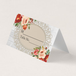 Tarjeta de mesa plegada de encaje de madera blanca