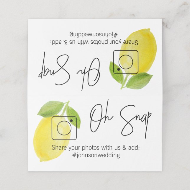 Tarjeta de mesa plegada OH SNAP Lemon #hashtag (Exterior desplegado)