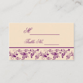 Tarjeta De Mesa Plum Champagne Floral Scroll Boda Place Card