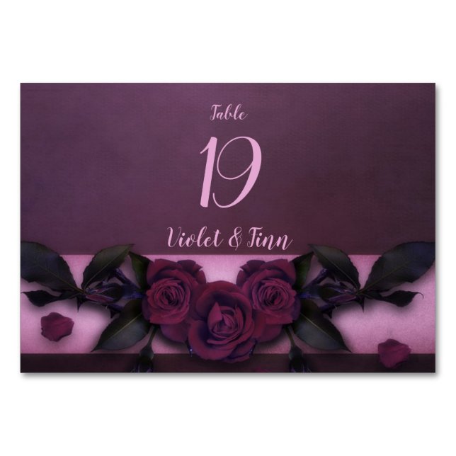 Tarjeta De Mesa Plum Rosa (Anverso)