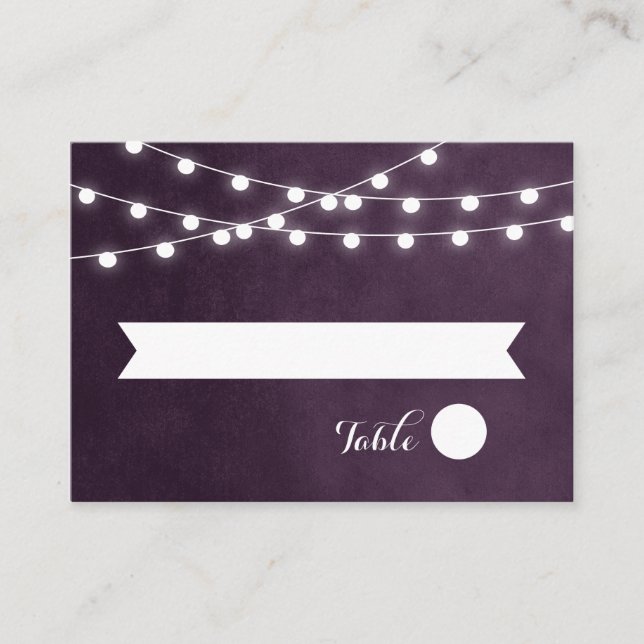 Tarjeta De Mesa Plum String Lights Boda Escort Cards (Anverso)