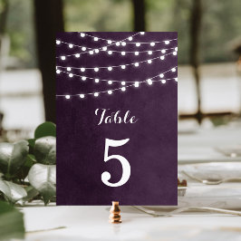 Tarjeta De Mesa Plum String Luces Bodas Números de tabla