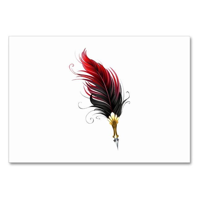 Tarjeta De Mesa Pluma de plumas rojas con nido de oro (Anverso)
