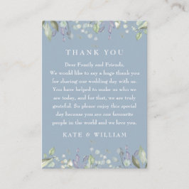 Tarjeta De Mesa Polvo Floral Lila Azul Polvoriento Agradecimiento 