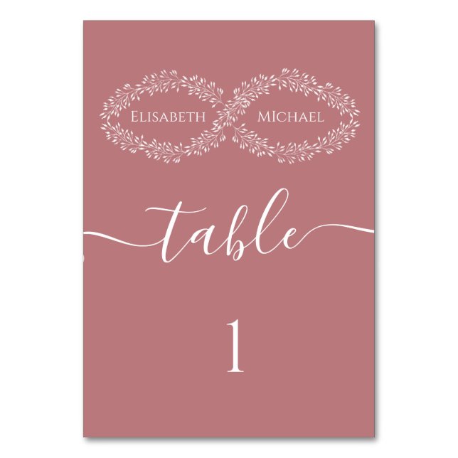 Tarjeta De Mesa Polvoriento infinito rosa botánico romántico elega (Anverso)