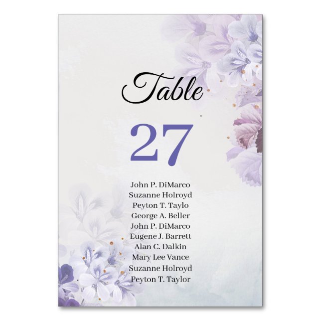 Tarjeta De Mesa Popular berenjena polvorienta azul púrpura rosa (Anverso)