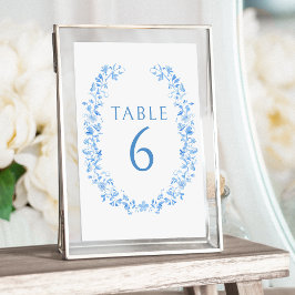 Tarjeta De Mesa Porcelana floral de color azul elegante boda en el