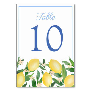 Tarjeta De Mesa Positano Lemons Polvo Boda Azul
