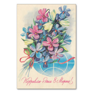 Tarjeta De Mesa Postal de bienvenida soviética con 8 de marzo