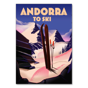 Tarjeta De Mesa Poster de esquí de Andorra.