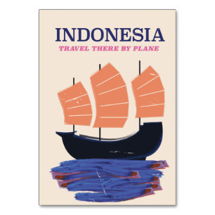 Tarjeta De Mesa Póster de viaje de estilo vintage de Indonesia