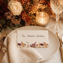 Tarjeta De Mesa Prado de flores silvestres de acuarela de otoño ro
