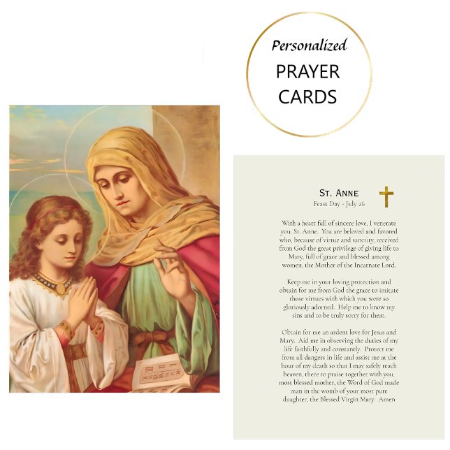 Tarjeta De Mesa Prayer to St. Anne, Catholic Prayer Card (Subido por el creador)