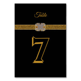 Tarjeta De Mesa Prendedor Elegante de Brillo Dorado Negro