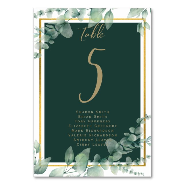 Tarjeta De Mesa Presupuesto Número de la tabla Número de asientos  (Anverso)