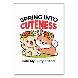 Tarjeta De Mesa Primavera en la atención - Adorable Ilustracion de