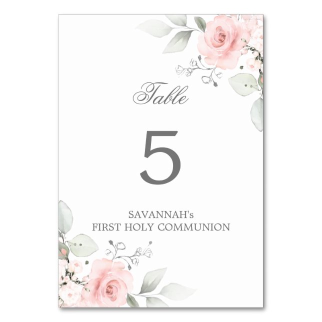 Tarjeta De Mesa Primer Chica Rosa Rosa Rosa Rosa Rosa Rosa Rosa de (Anverso)