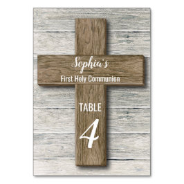 Tarjeta De Mesa Primera Comunión de la Cruz de Madera Rusa - Tarje