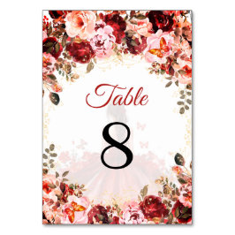 Tarjeta De Mesa Princesa de oro escarlata encantada Quinceañera
