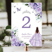 Princesa Floral Púrpura Quinceañera XV 16 Plata