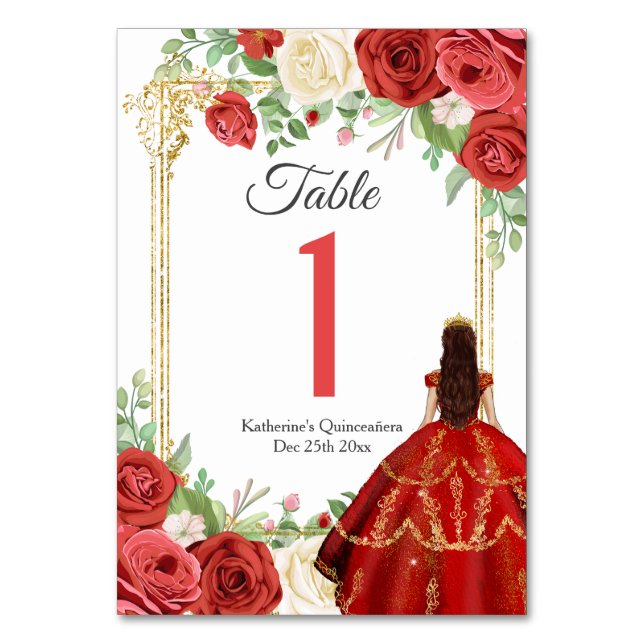 Tarjeta De Mesa Princesa Quinceanera Mariposa (Anverso)